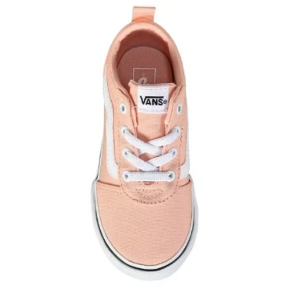 New in Box Vans Kids' Ward Low Top Slip On Sneaker Toddler Peach Pink & White - Picture 3 of 4